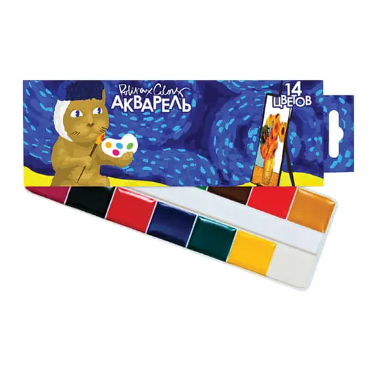 Краски акварельные POLIPAX, 14 цветов, медовые, без кисти, картонная коробка, европодвес, фото 2