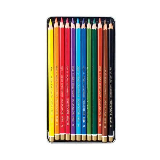 Карандаши цветные художественные KOH-I-NOOR &quot;Polycolor&quot;, 12 цветов, 3,8 мм, металлическая коробка, 3822012002PL, фото 2