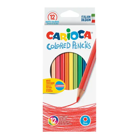 Карандаши цветные Carioca 12цв., заточен., картон, европодвес, фото 1