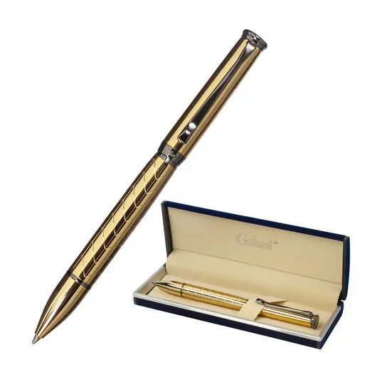 Ручка подарочная шариковая GALANT MALBRETT, корпус золот., детали оруж. металл, 0,7мм, синяя, 143502, фото 1