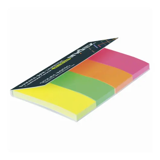 Закладки клейкие бумажные INDEX, НЕОНОВЫЕ, 50х20 мм, 4 цвета по 40 листов, I441810, фото 1
