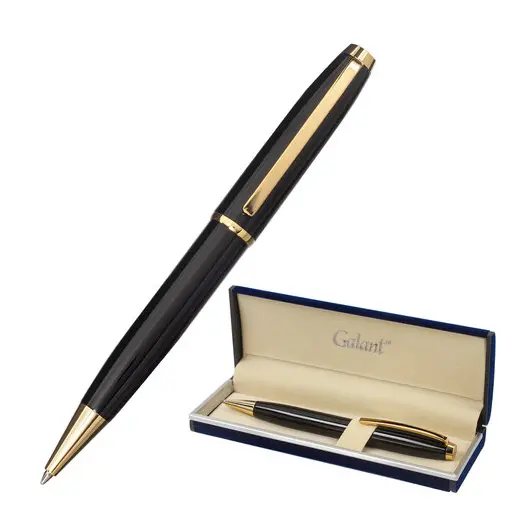 Ручка подарочная шариковая GALANT ABRIS, корпус черный, золотистые детали, 0,7мм, синяя, 143500, фото 1