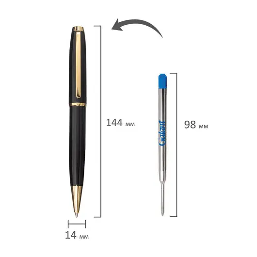 Ручка подарочная шариковая GALANT ABRIS, корпус черный, золотистые детали, 0,7мм, синяя, 143500, фото 13