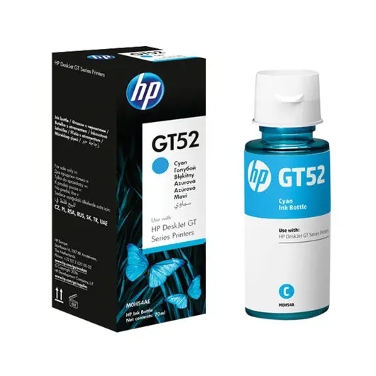 Чернила HP GT52 (M0H54AE) для СНПЧ DeskJet GT 5810/5820, голубой, ресурс 8000 стр., оригинальные, фото 1