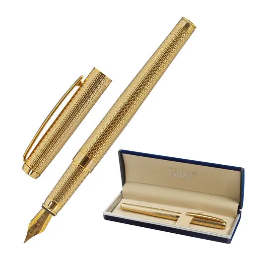 Ручка подарочная перьевая GALANT VERSUS, корпус золотистый, детали золотистые, 0,8мм, синяя, 143528, фото 1