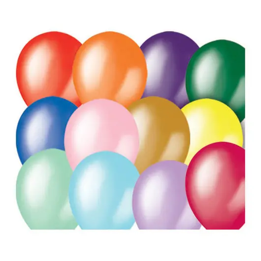 Воздушные шары, 100шт., М12/30см, Поиск, ассорти, металл, фото 1