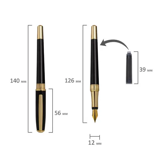 Ручка подарочная перьевая GALANT LUDUS, корпус черный, детали золотистые, 0,8мм, 143529, фото 12
