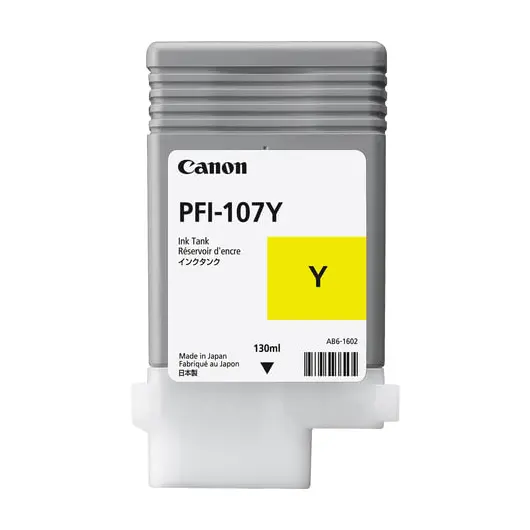 Картридж струйный CANON (PFI-107Y) iPF680/685/780/785, желтый, оригинальный, 130 мл, 6708B001, фото 1