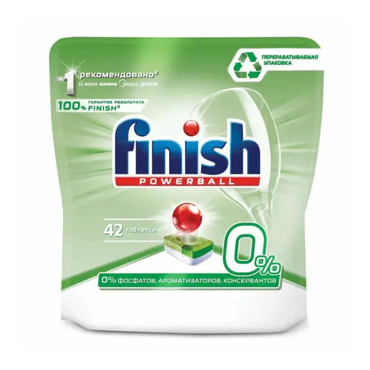 Таблетки для мытья посуды в посудомоечных машинах 42шт FINISH GRIN, бесфосфатные, ш/к, 3137946, фото 1