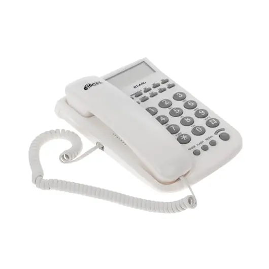 Телефон RITMIX RT-440 white, АОН, спикерфон, быстрый набор 3 номеров, автодозвон, дата, время, белый, 15118353, фото 1