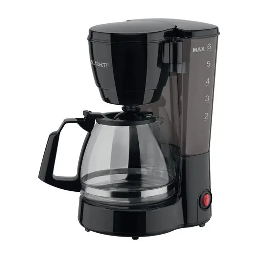 Кофеварка капельная SCARLETT SC-CM33018, объем 0,75л, мощность 600Вт, подогрев, пластик, черная, фото 1