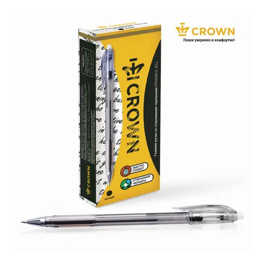 Ручка стираемая гелевая CROWN &quot;Erasable Jell&quot;, ЧЕРНАЯ, узел 0,5 мм, линия письма 0,34 мм, EG028, фото 4