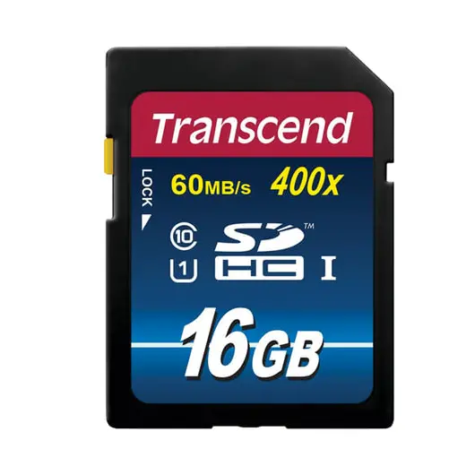 Карта памяти SDHC, 16 GB, TRANSCEND Premium 400x, UHS-I U1, 60 Мб/сек. (class 10), TS16GSDU1, фото 1