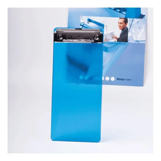 Доска-планшет МАЛЫЙ ФОРМАТ (100х228 мм), BRAUBERG &quot;Espresso&quot;, с прижимом для счетов, заказов, пластик, 2 мм, синяя, 232234, фото 2
