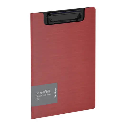 Папка-планшет с зажимом Berlingo &quot;Steel&amp;Style&quot; A5+, 1800мкм, пластик (полифом), красная, фото 1