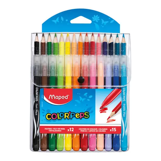 Набор для рисования Maped &quot;Color&#039;Peps&quot; 12 фломастеров+15 карандашей, пласт. футляр, фото 1