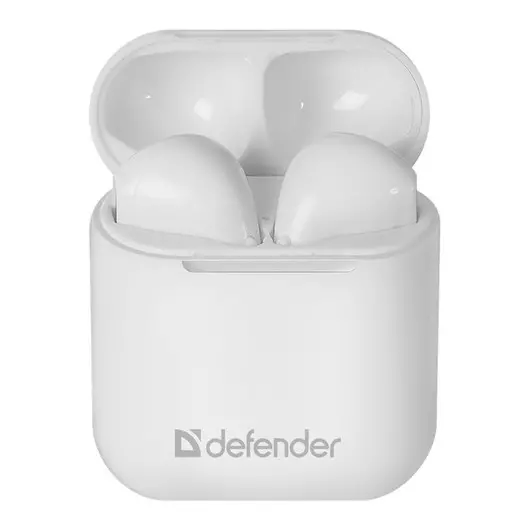 Наушники с микрофоном беспроводные Defender Twins 637, Bluetooth 5.0, TWS, белый, фото 1