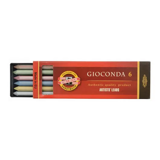 Грифели цветные для цанговых карандашей Koh-I-Noor &quot;Gioconda&quot;, 5,6мм, металлик ассорти, 6шт., пластик короб, фото 1