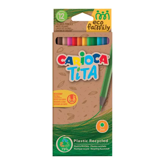 Карандаши цветные пластиковые Carioca &quot;Tita. EcoFamily&quot;, 12цв., заточен., картон, европодвес, фото 1