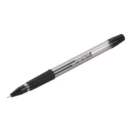 Ручка гелевая PenSan &quot;Soft Gel Fine&quot; черная, игольчатый стержень, 0,5мм, грип, фото 1
