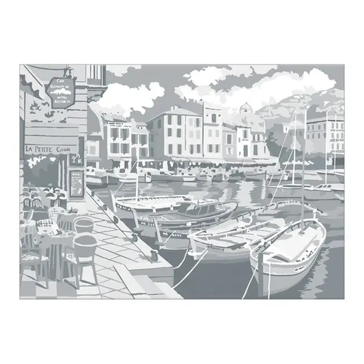 Холст на картоне с эскизом Сонет &quot;Городок у моря&quot;, 30*40см, фото 1