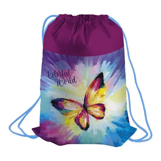 Мешок для обуви 1 отделение Berlingo &quot;Colorful butterfly&quot;, 460*360мм, с вентил. сеточкой, фото 1