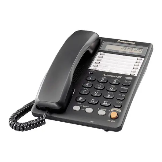 Телефон проводной Panasonic KX-TS2365RUB, ЖК дисплей, спикерфон, ускоренный набор, черный, фото 1