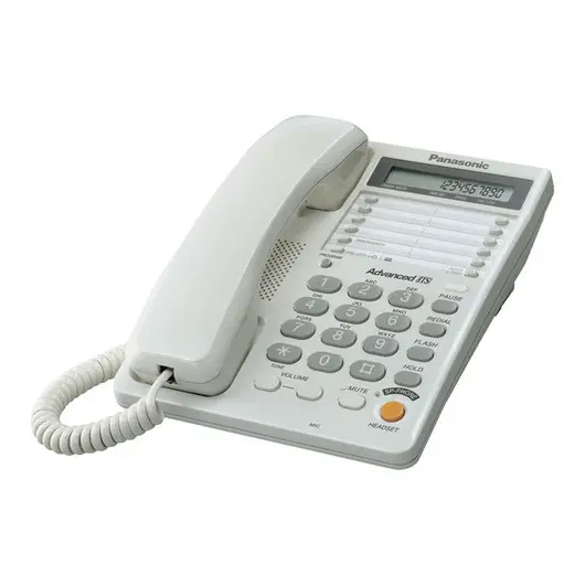 Телефон проводной Panasonic KX-TS2365RUW, ЖК дисплей, спикерфон, ускоренный набор, белый, фото 1