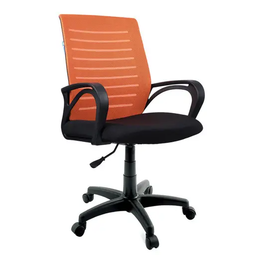 Кресло оператора Helmi HL-M16 R &quot;Vivid&quot;, спинка ткань-сетка оранжевая/сиденье ткань черная, фото 1