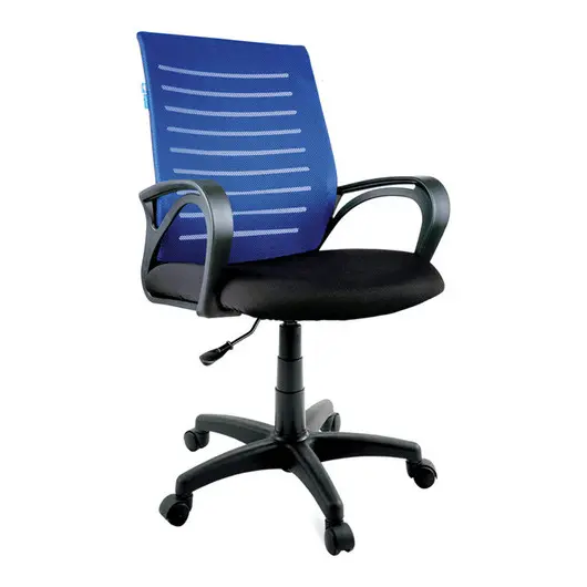 Кресло оператора Helmi HL-M16 R &quot;Vivid&quot;, спинка ткань-сетка синяя/сиденье ткань черная, фото 1