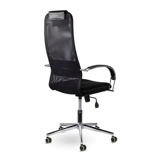 Кресло офисное BRABIX &quot;Pilot EX-610 CH&quot; premium, хром, ткань-сетка, черное, 532417, фото 5
