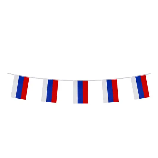 Гирлянда из флагов России, длина 5м, 10 прямоугольных флажков 20х30см, BRAUBERG, 550185, RU25, фото 1