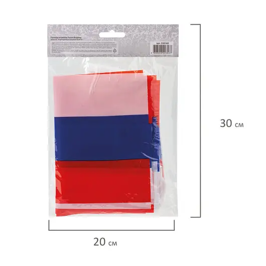 Гирлянда из флагов России, длина 5м, 10 прямоугольных флажков 20х30см, BRAUBERG, 550185, RU25, фото 4