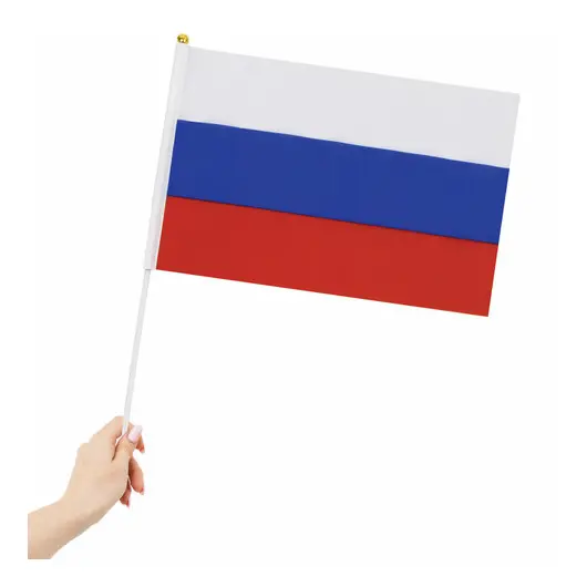 Флаг России ручной 30х45 см, без герба, с флагштоком, BRAUBERG, 550182, RU14, фото 5