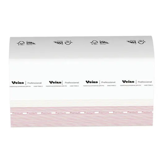 Полотенца бумажные лист. Veiro Professional &quot;Basic&quot;(Z-сл)(F2), 2-слойные, 200л/пач., 24*21,6, белые, фото 1