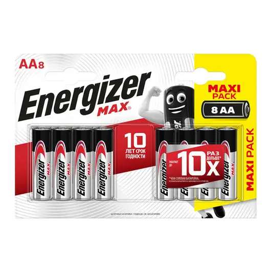 Батарейка Energizer Max АА (LR06) алкалиновая, 8BL, фото 1