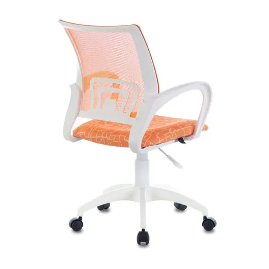 Кресло BRABIX &quot;Fly MG-396W&quot;, с подлокотниками, пластик белый, сетка, оранжевое с рисунком &quot;Giraffe&quot;, 532402, MG-396W_532402, фото 2