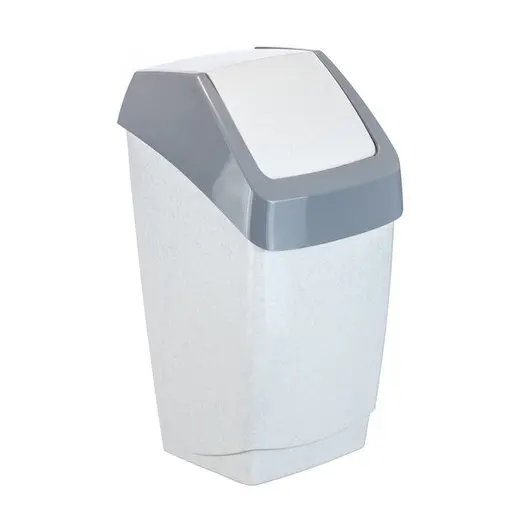 Ведро-контейнер для мусора (урна) Idea &quot;Хапс&quot;, 25л, качающаяся крышка, пластик, мраморный, фото 1