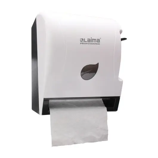 Диспенсер для полотенец в рулонах LAIMA PROFESSIONAL ECO (Система Н1), с рычагом, белый, ABS-пластик, 606549, фото 2