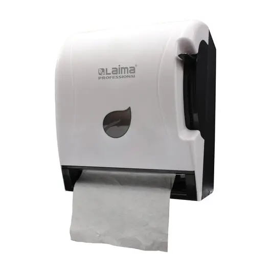 Диспенсер для полотенец в рулонах LAIMA PROFESSIONAL ECO (Система Н1), с рычагом, белый, ABS-пластик, 606549, фото 3
