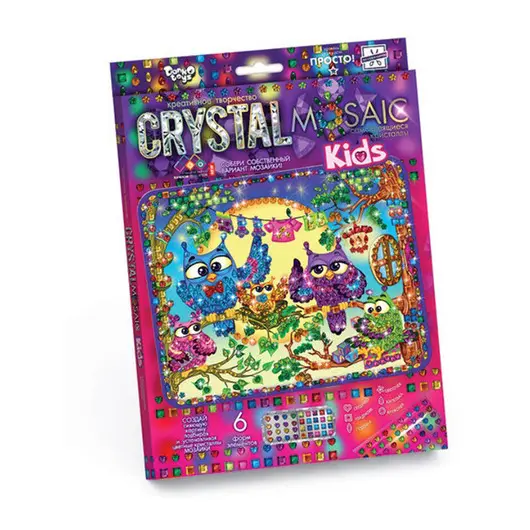 Алмазная мозаика Danko toys &quot;Crystal Mosaic Kids. Совы&quot;, европодвес, фото 1