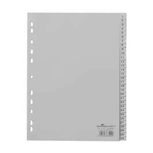 Разделитель листов Durable А4, 31 лист, цифровой 1-31, пластиковый, фото 1