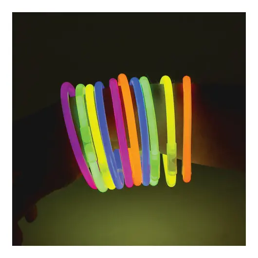 Светящиеся (неоновые) палочки-браслеты ЮНЛАНДИЯ, набор 10 штук в тубе, ассорти, 662595, фото 3