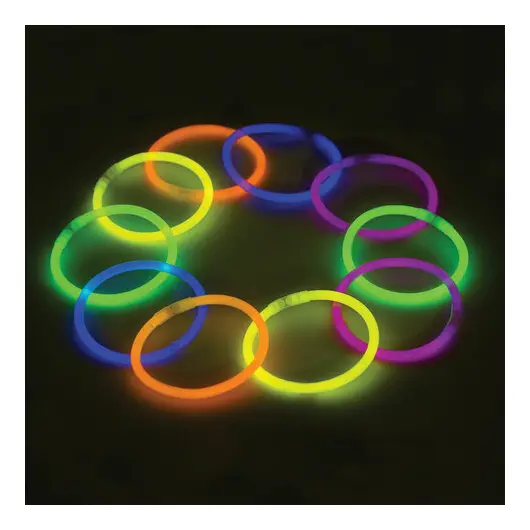 Светящиеся (неоновые) палочки-браслеты ЮНЛАНДИЯ, набор 10 штук в тубе, ассорти, 662595, фото 2