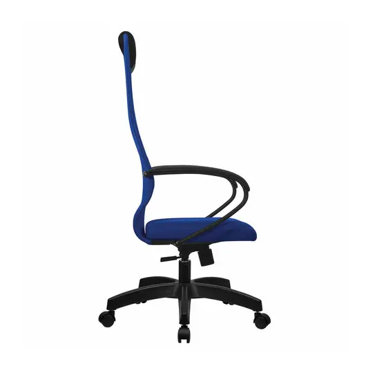 Кресло офисное МЕТТА &quot;SU-B-8&quot; пластик, ткань-сетка, сиденье мягкое, синее, фото 3