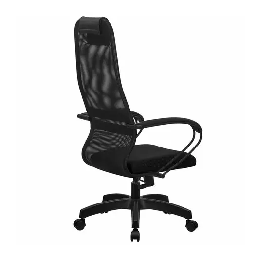 Кресло офисное МЕТТА &quot;SU-B-8&quot; пластик, ткань-сетка, сиденье мягкое, черное, фото 4