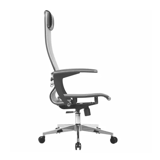 Кресло офисное МЕТТА &quot;К-4-Т&quot; хром, прочная сетка, сиденье и спинка регулируемые, серое, фото 3