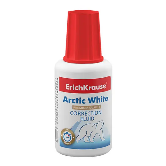 Корректирующая жидкость Erich Krause &quot;Arctic White&quot;, 20мл, на химической основе, с кистью, фото 1