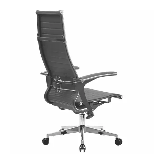Кресло офисное МЕТТА &quot;К-8.1-Т&quot; хром, экокожа перфорированная, сиденье регулируемое, черное, фото 4