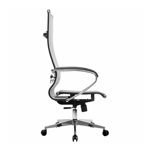 Кресло офисное МЕТТА &quot;К-7&quot; хром, прочная сетка, сиденье и спинка регулируемые, серое, фото 3